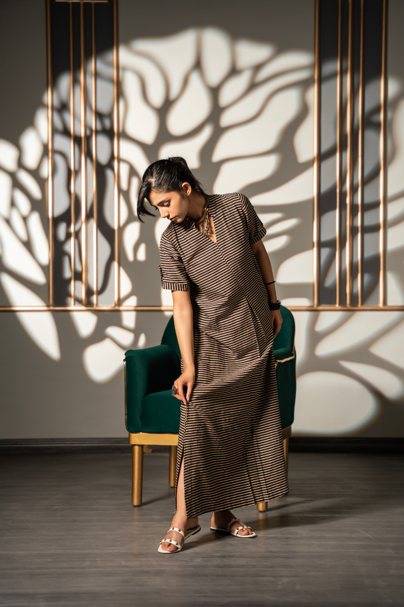 Mocha Line Flow Dress
