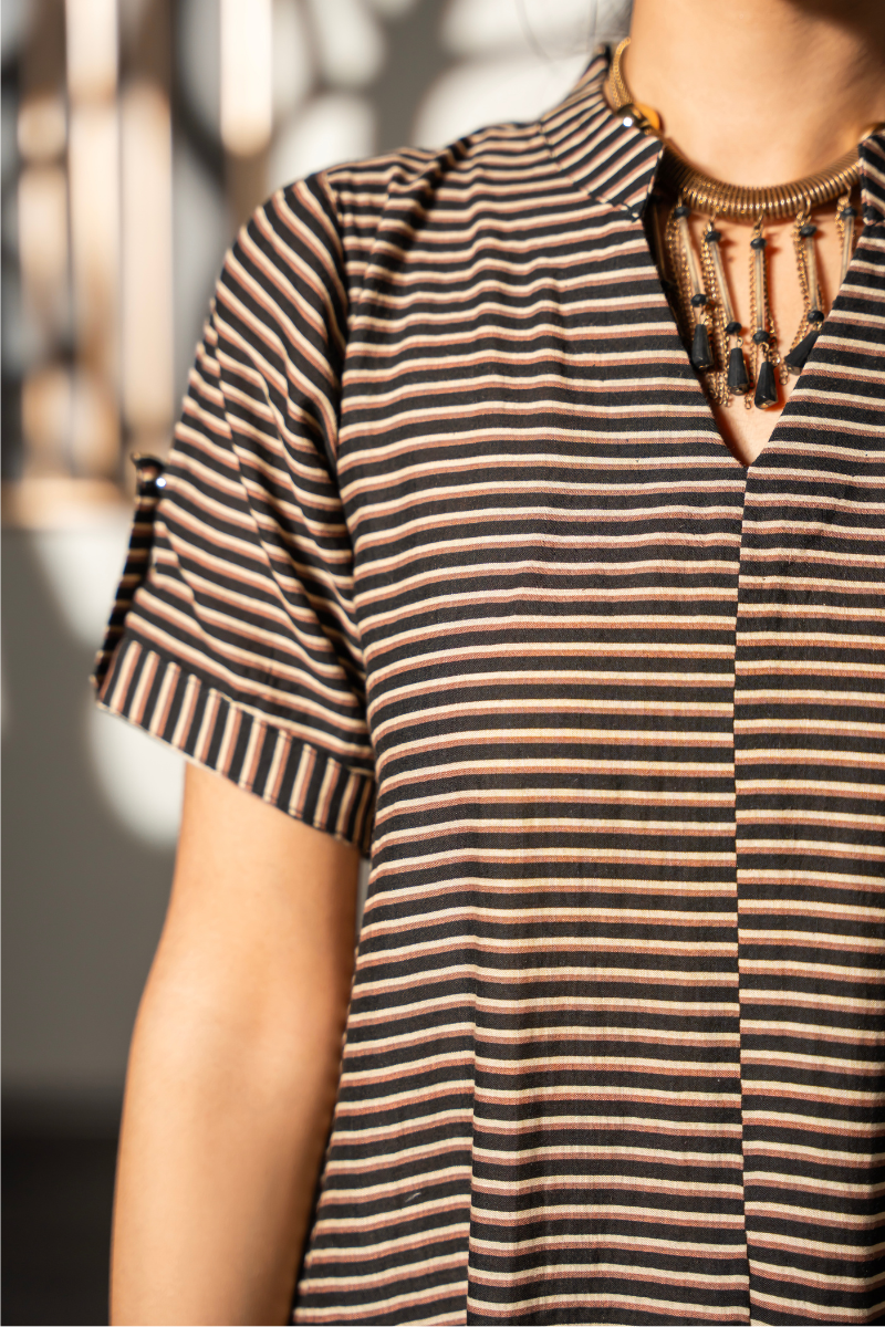 Mocha Line Flow Dress