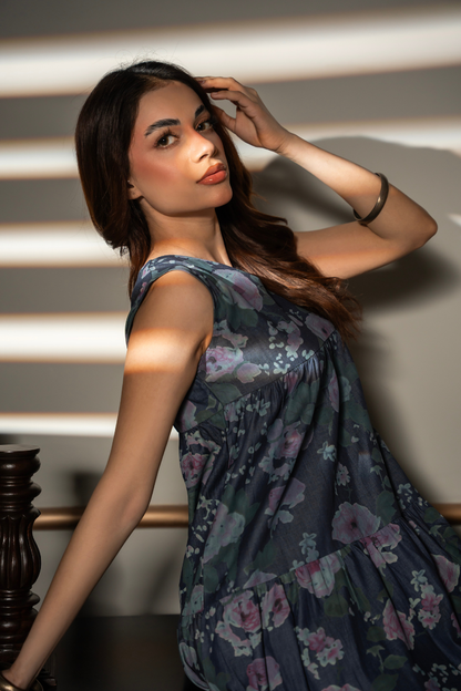Midnight Flora Tier Dress