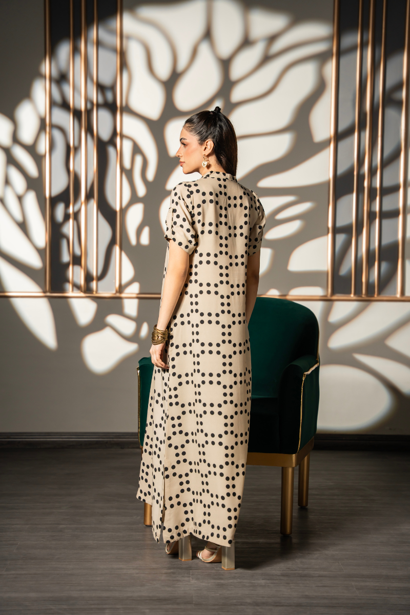 Beige Polka Flow Dress