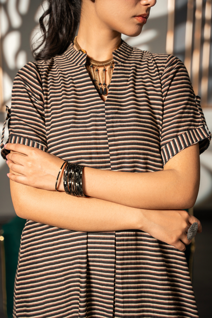 Mocha Line Flow Dress