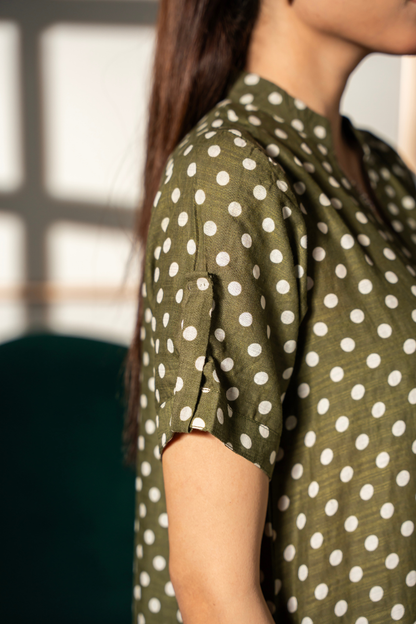 Olive Polka Flow Dress