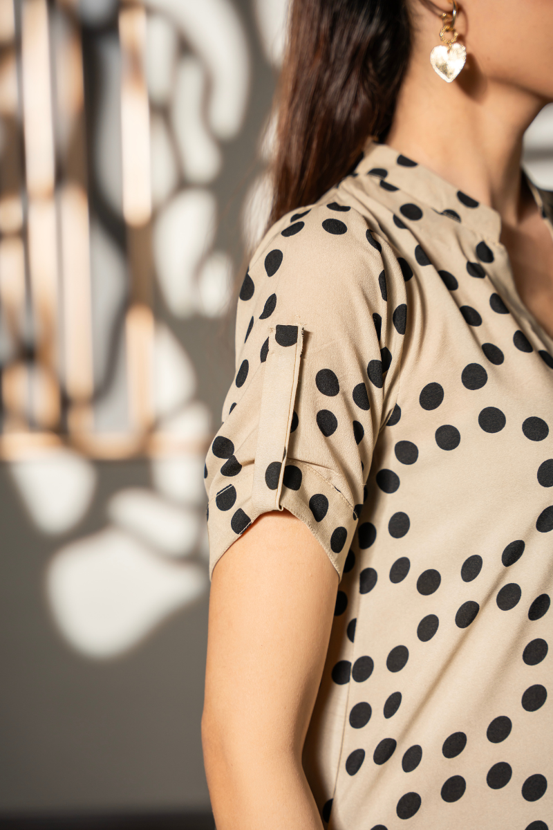 Beige Polka Flow Dress