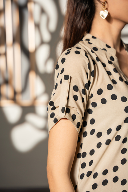 Beige Polka Flow Dress