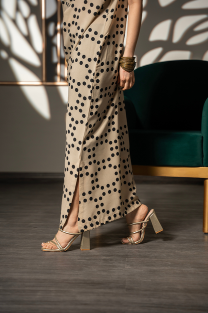 Beige Polka Flow Dress