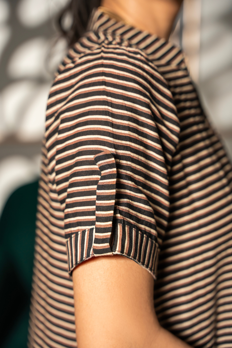 Mocha Line Flow Dress