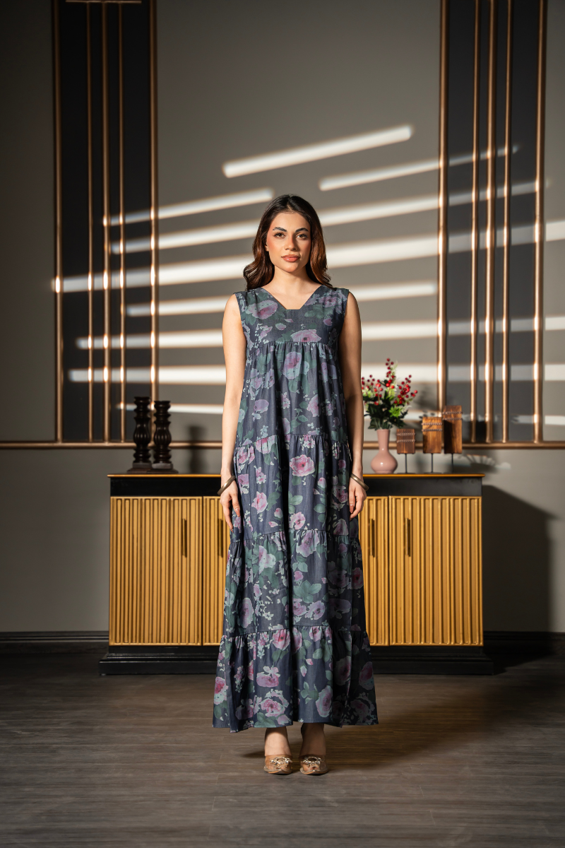 Midnight Flora Tier Dress