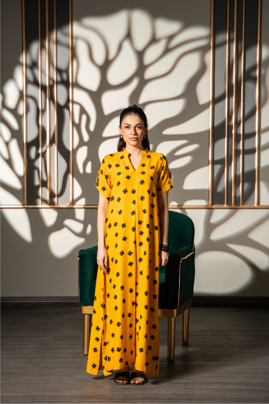 Mustard Bloom Flow Dress