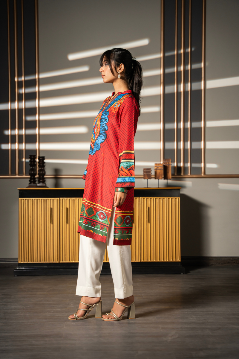 Red Rhapsody Kurta