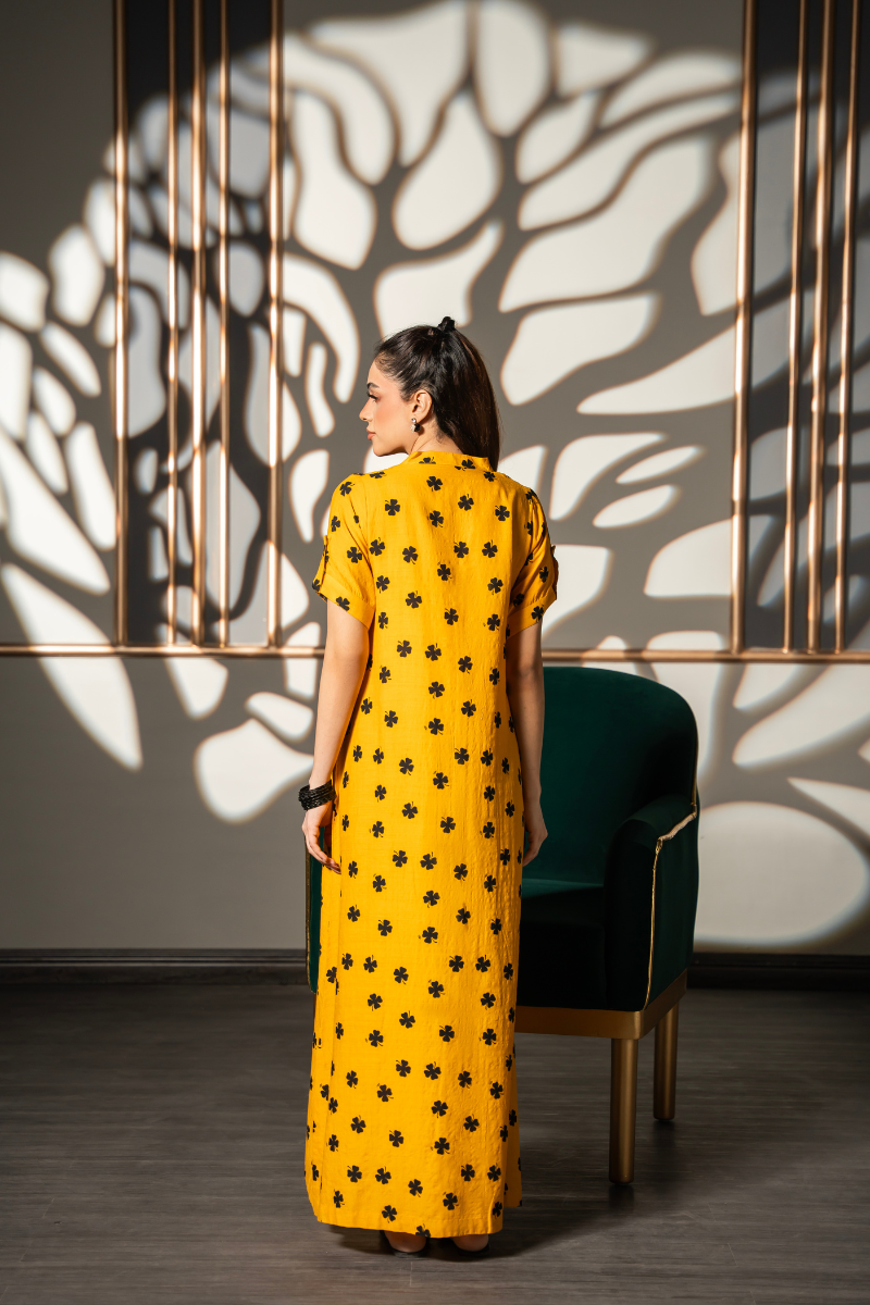 Mustard Bloom Flow Dress