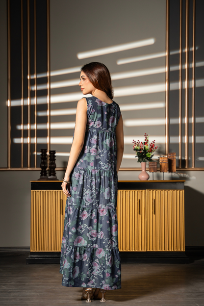 Midnight Flora Tier Dress