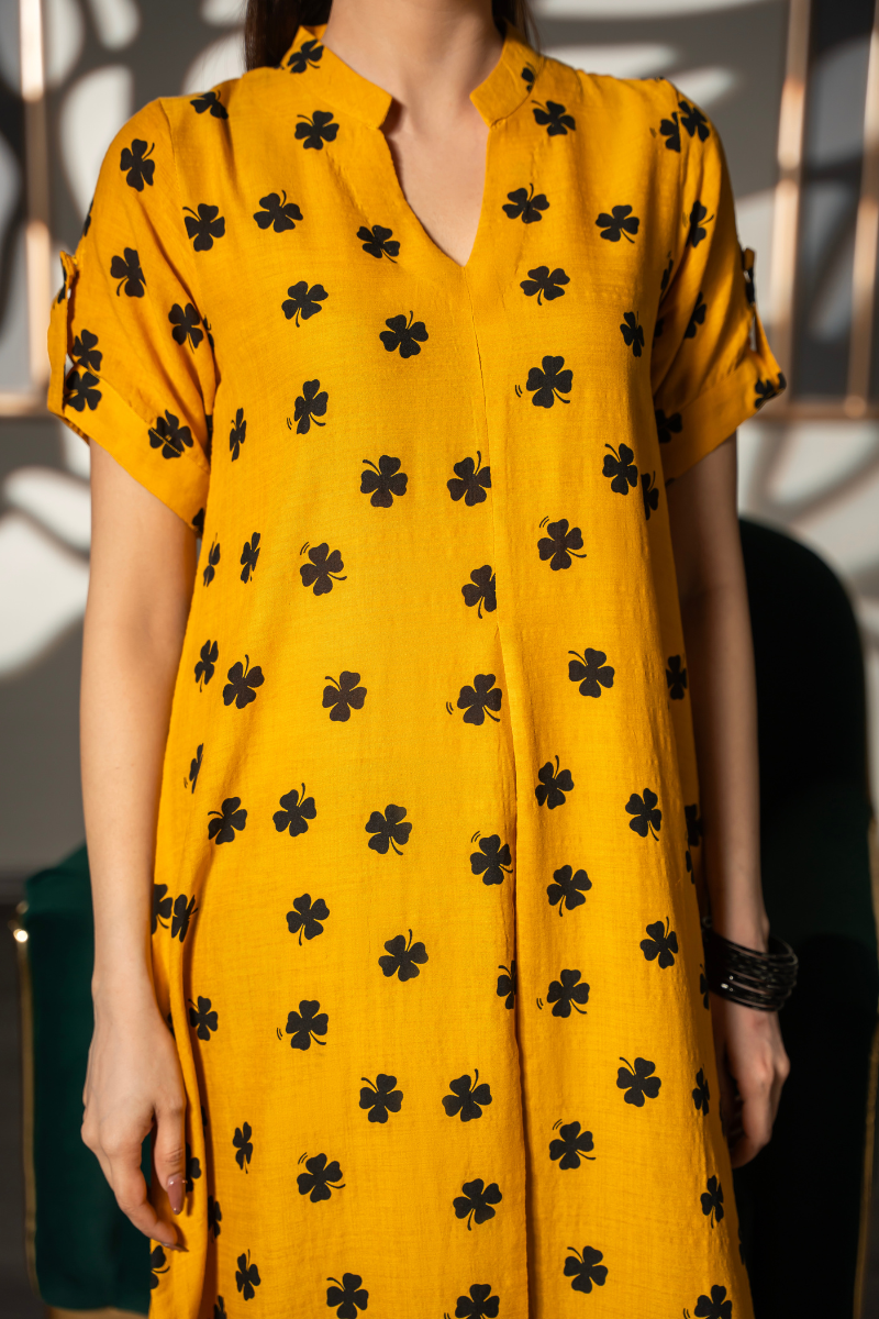 Mustard Bloom Flow Dress