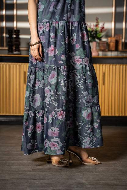 Midnight Flora Tier Dress