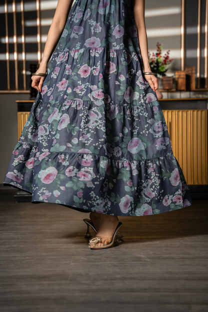 Midnight Flora Tier Dress