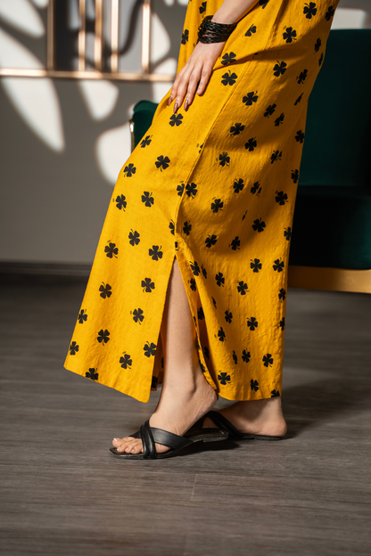 Mustard Bloom Flow Dress