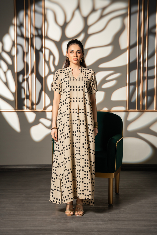 Beige Polka Flow Dress