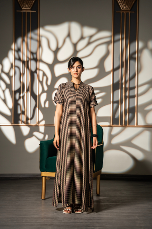 Mocha Line Flow Dress