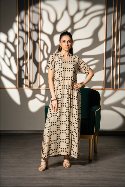 Beige Polka Flow Dress